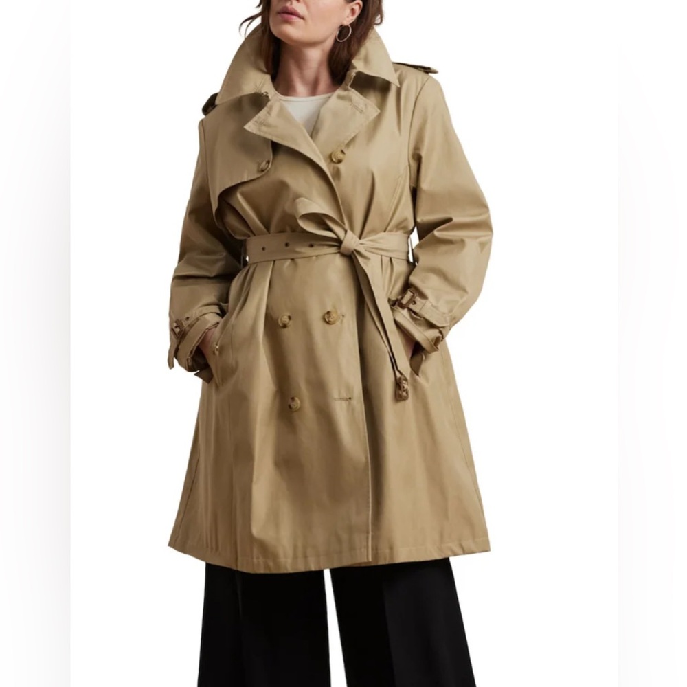 Ralph Lauren Women’s Curve Double Breasted Cotton Blend Trench Coat - Size 3X - Picture 2 of 9